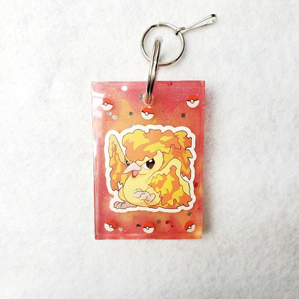 Moltres Pokemon Fire Type Red and Yellow Resin Keychain
